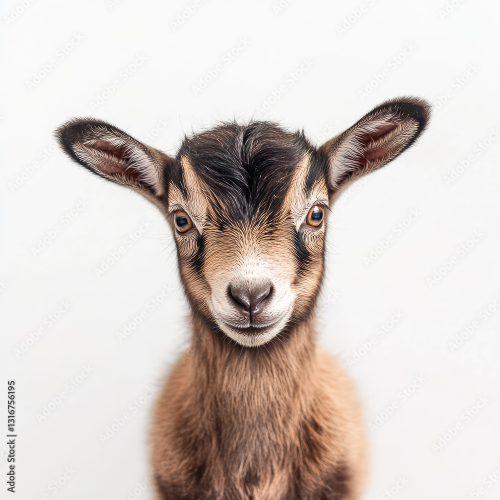 Fototapeta premium Adorable Baby Goat Photo on white background