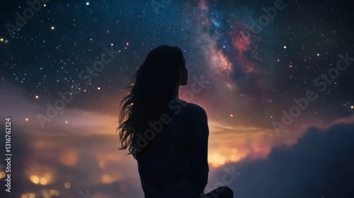 night, sky, view, stars