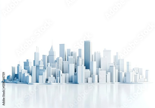 White Minimalist Cityscape Model for Modern Design Concepts