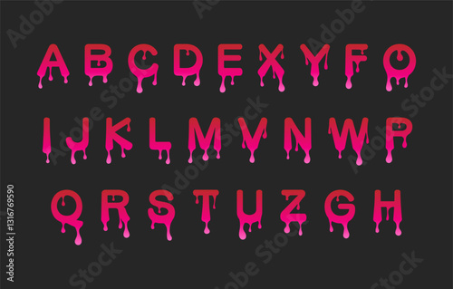 Doodle dripped font collection. Vector english alphabet set. Melted letter effect.