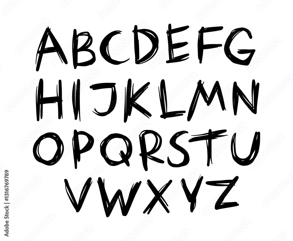 Hand drawn sketch alphabet. Doodle rough font. Hand drawn sketch alphabet. Doodle rough font.