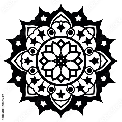 Large intricate black and white-mandala.