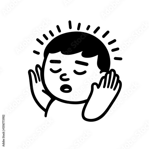 Expressive character with hands raised in a joyful gesture symbolizing celebration and positivity