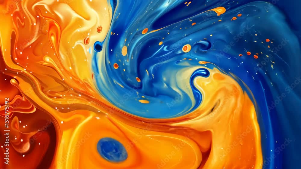 Abstract orange and blue splash background with space