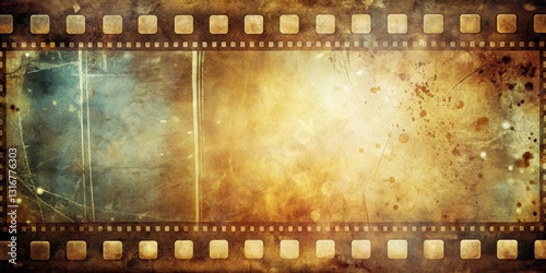 Distressed film strip background with light leaks and scratches, faded, film damage,  faded, film damage, worn down