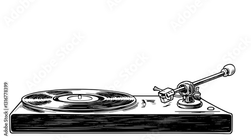 Classic turntable evokes nostalgia for music lovers in a stylish vintage setting