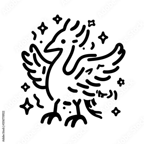 Mythical creature soaring with wings amidst sparkling stars in a whimsical world filled with enchantment and creativity
