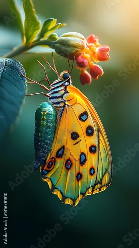 Obraz Colorful butterfly resting in vibrant garden sunlight high resolution hd image