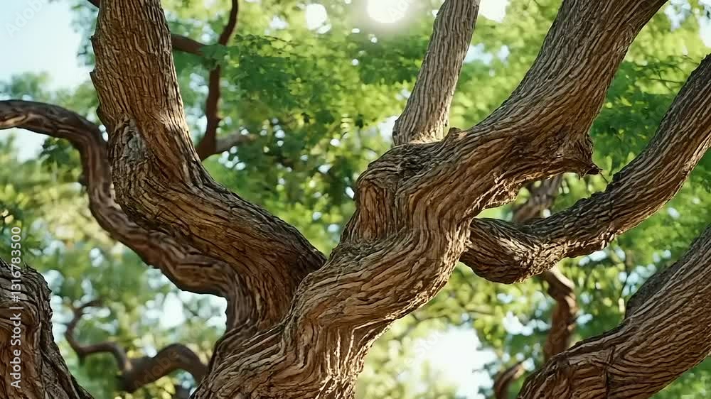 Ancient Tree Trunk, Intricate Bark Texture, Sunlight Dappled Leaves Ancient Tree Trunk, Intricate Bark Texture, Sunlight Dappled Leaves
