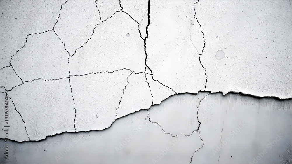 Fototapeta premium A weathered gray wall texture shows aged cracked concrete with a rough, dirty surface