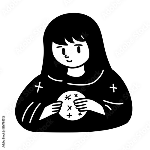Mystical fortune teller gazing into a crystal ball for insights into the future