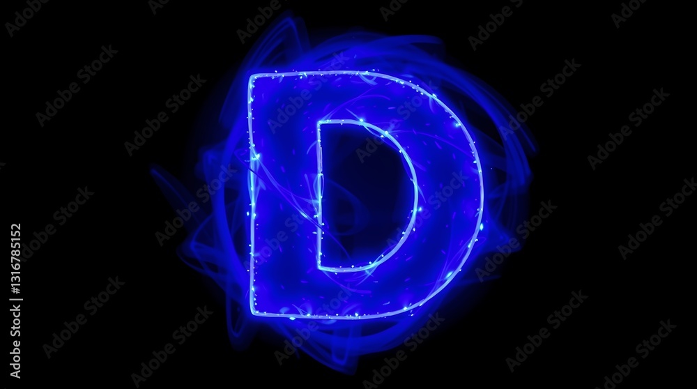 Illuminated Blue Letter D: The letter Illuminated Blue Letter D: The letter