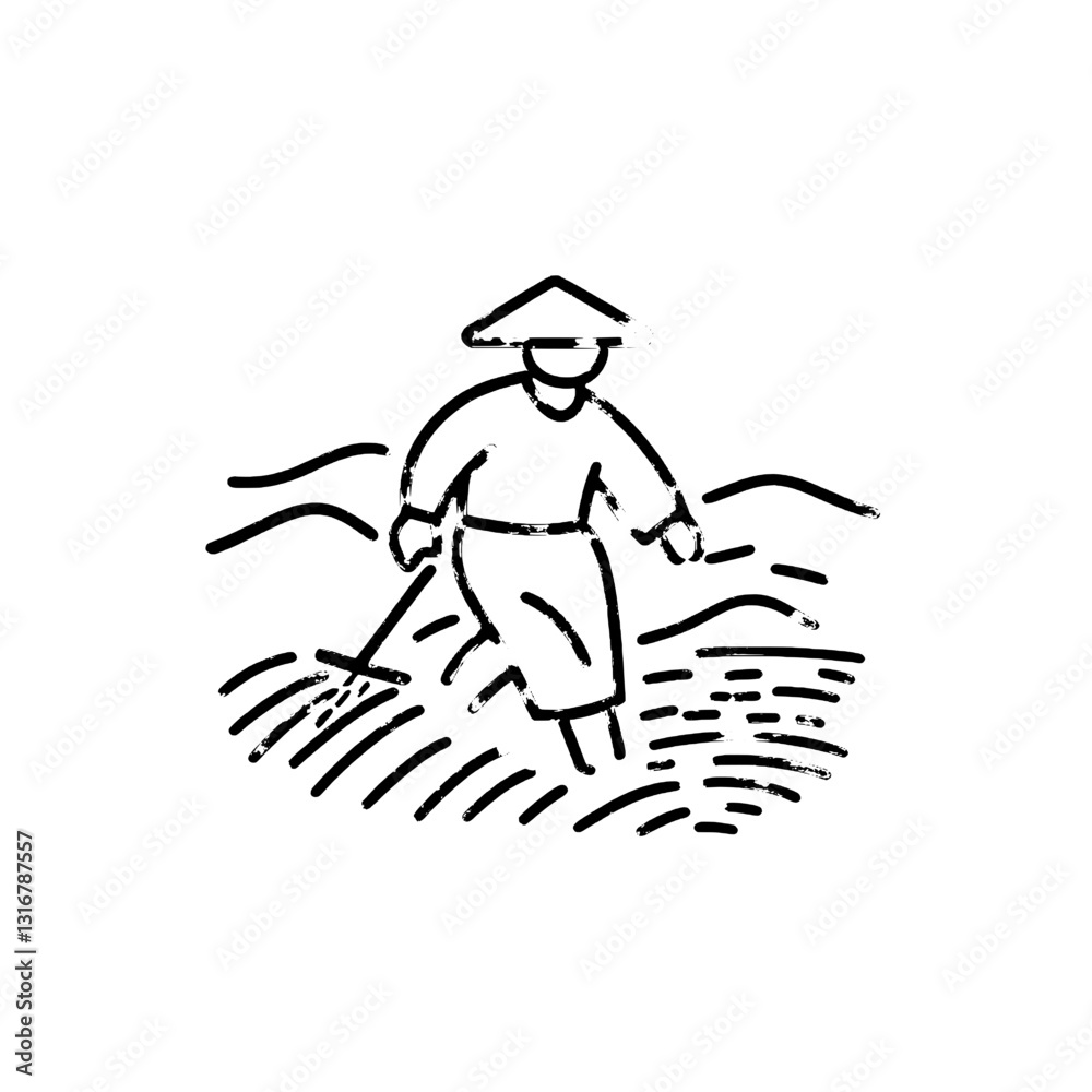 Cultivating the fields under the warm sun, a farmer works diligently to prepare the soil for a bountiful harvest in serene landscapes