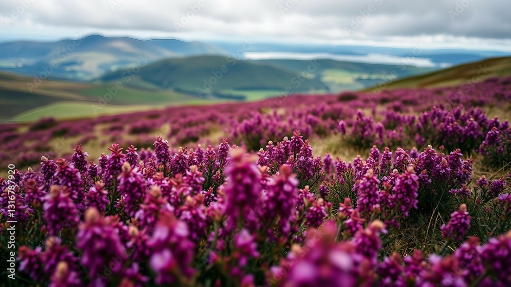 North Yorkshire Moors showcase a stunning display of vibrant purple heather in full bloom offering e North Yorkshire Moors showcase a stunning display of vibrant purple heather in full bloom offering e