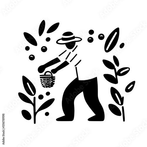 Harvesting berries in a lush garden under the bright summer sun, showcasing the joy of nature's bounty and hard work