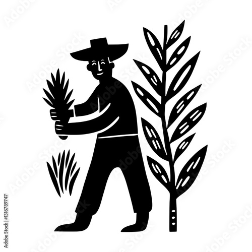 Harvesting the bounty of nature with skill and care in a serene agricultural setting
