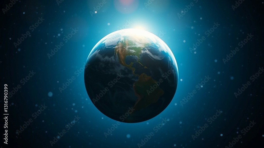 Fototapeta premium Idea of Earth in vastness of space emphasizing its position and significance as a delicate blue sanc