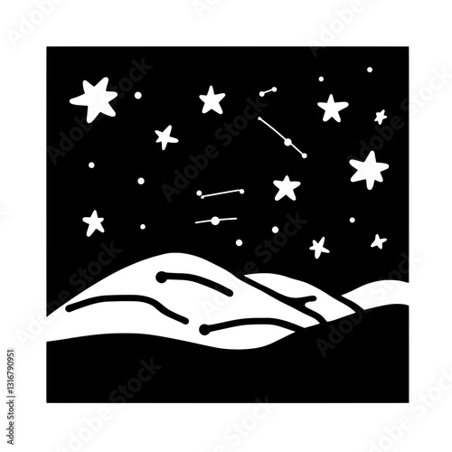 Magical night sky filled with stars and shooting stars above serene mountains under a clear canvas