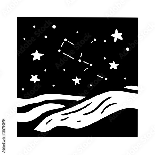 Night sky with constellations illuminating the desert landscape under a starry canopy