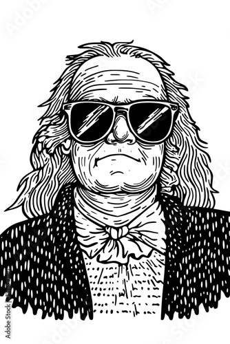 Stylized illustration of a confident man in sunglasses with long hair, embodying a laid-back attitude and timeless coolness