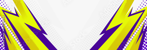 Abstract sports banner with modern yellow and blue lightning shape.