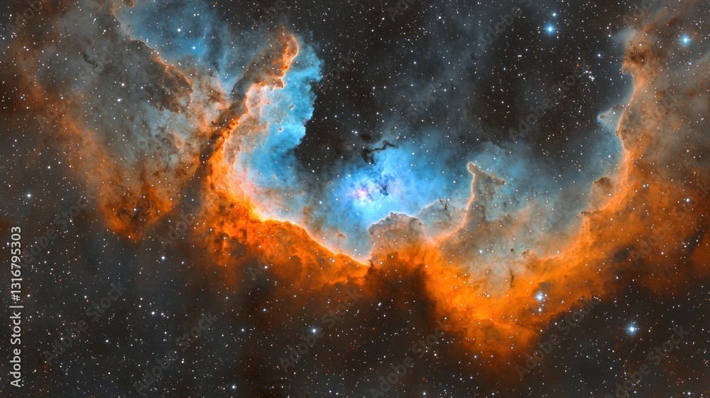Cosmic Nebula: A Celestial Tapestry of Orange and Blue Cosmic Nebula: A Celestial Tapestry of Orange and Blue