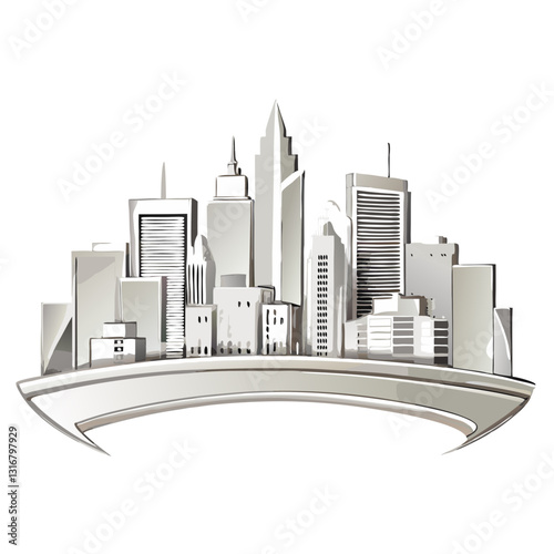 Futuristic City Skyline with Bridge for Urban and Business Concepts
