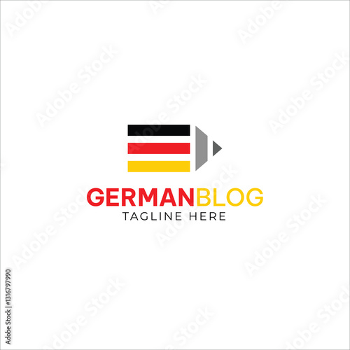 German blog, Germany writer's logo combination of flag and pen 