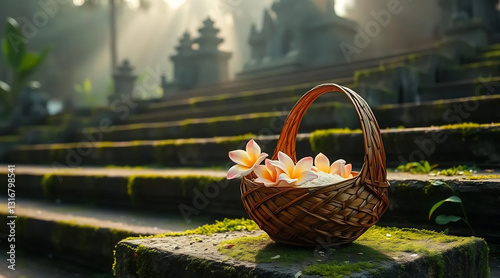 Balinese Offering Basket Mockup for Spiritual Branding