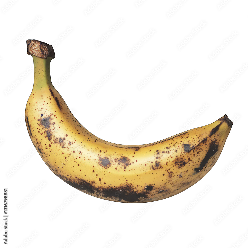 Overripe Banana with Brown Spots isolated on transparent background Overripe Banana with Brown Spots isolated on transparent background