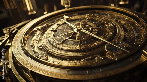 Wallpaper Mural Intricate Golden Celestial Orrery: A Masterpiece of Astronomical Engineering Torontodigital.ca