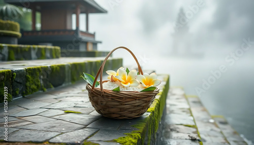 Balinese Offering Basket Mockup for Spiritual Branding
