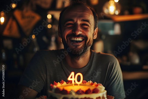 man celebrate birtday with cake