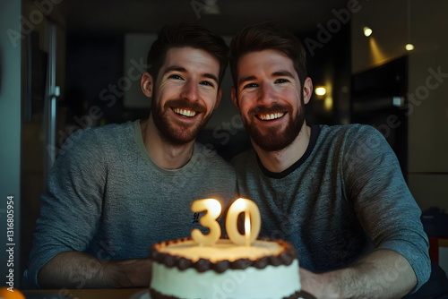 twins celebrate birtday with cake photo