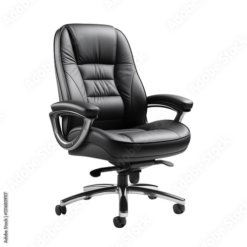 Leather Office Chair Isolated On Transparent Background