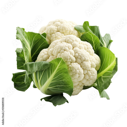 Two Cauliflowers Isolated on Transparent Background