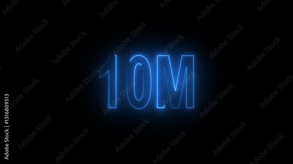 Neon 10M text animation on black background.