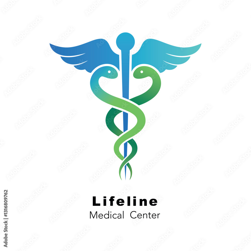 Caduceus leaf natural. Medical logo. Vector illustration on white background. Caduceus leaf natural. Medical logo. Vector illustration on white background.