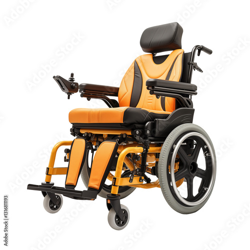 Yellow Wheelchair Isolated On Transparent Background