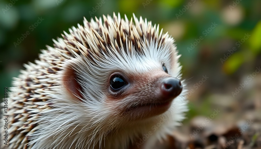 Fototapeta premium Portrait of a Female Hedgehog with Spiny Quills and Focused Expression