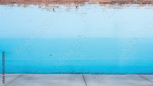 mural light blue brick wall