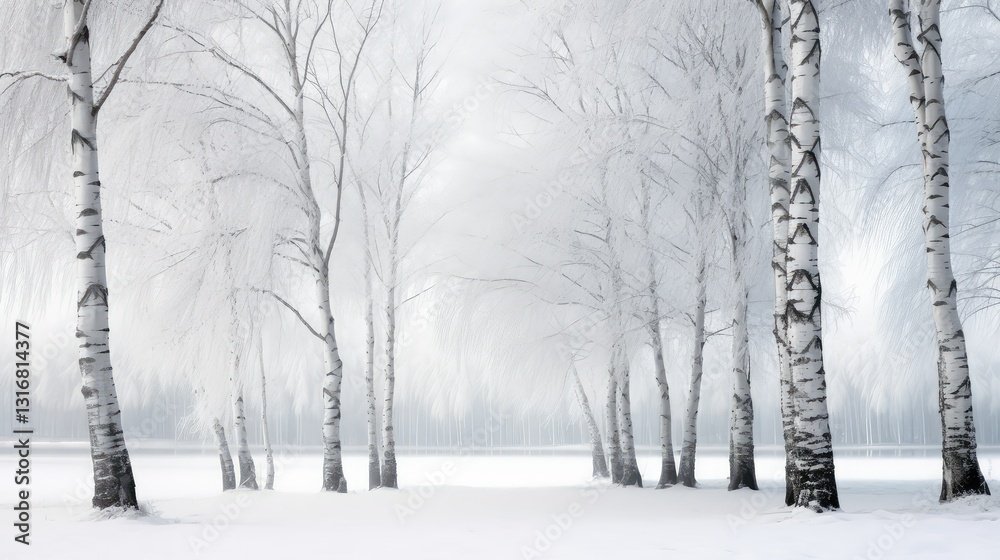 Fototapeta premium frozen birch trees winter