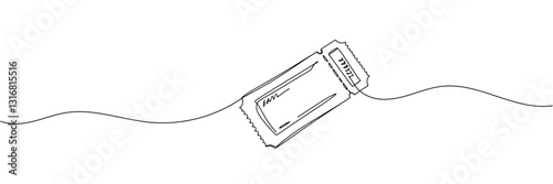 Creative vector Airline ticket. One line style illustration.