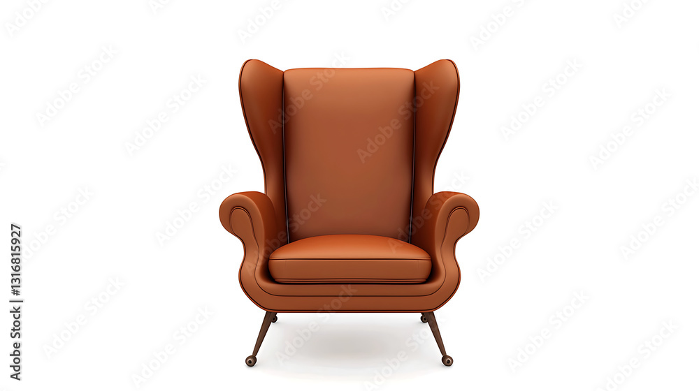 A brown leather chair with a wooden frame A brown leather chair with a wooden frame