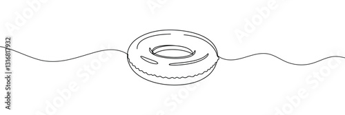 continuous line drawing of baby swimming ring. one line drawing. vector illustration isolated white background