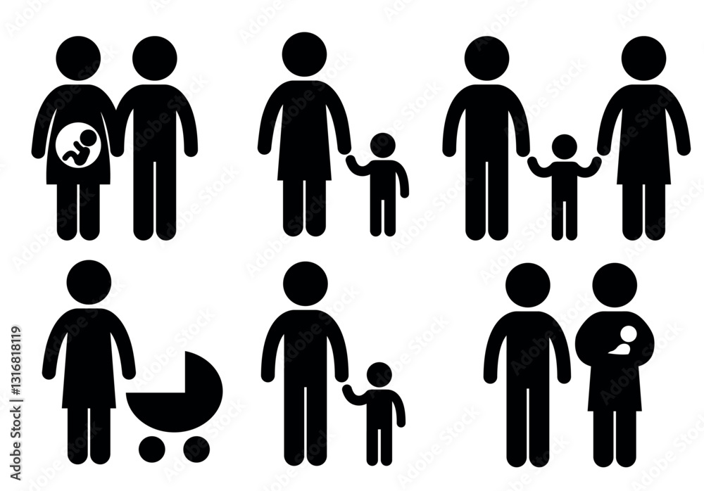 Stick figure family. Father mother and child. Parents and baby stick figures. Pregnancy Stick figure family. Father mother and child. Parents and baby stick figures. Pregnancy