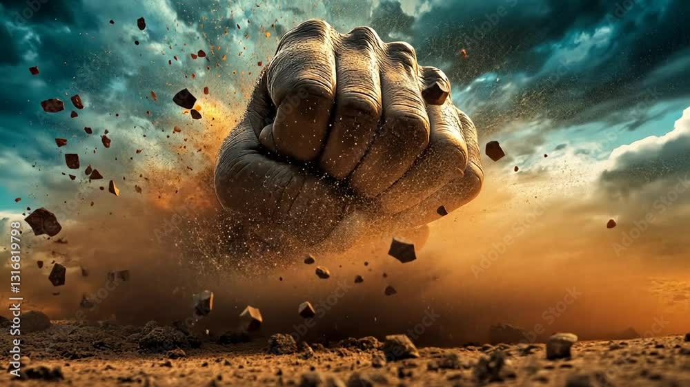 Unstoppable Force, Powerful Fist Crushing Through Boundaries of Potential and Limits