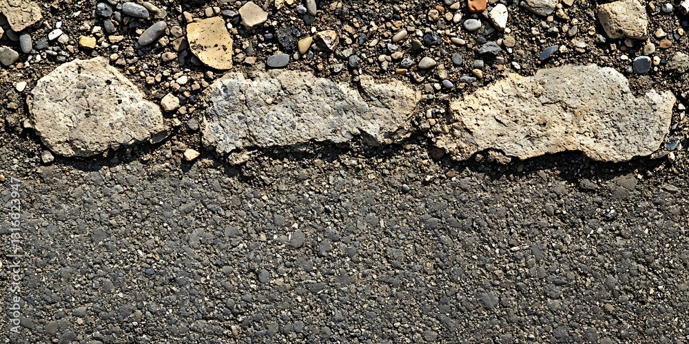 Fototapeta premium Stone border on asphalt road