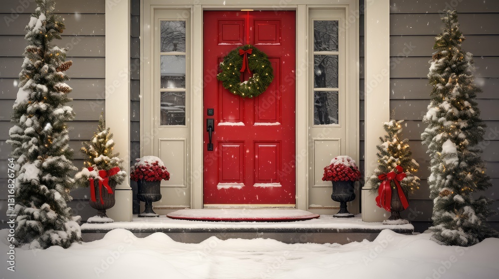 Fototapeta premium red visit front door