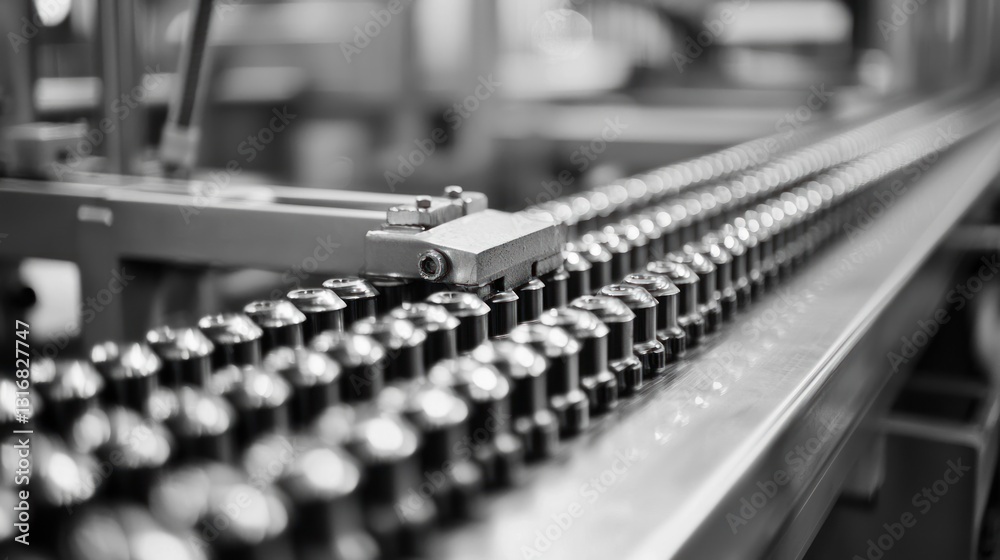 Obraz premium Industrial Manufacturing Process: Close-up of Automated Production Line